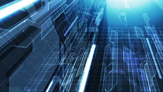 科技感蓝色线条不规则图形免抠