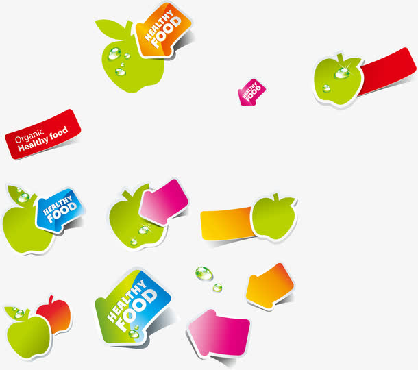 可爱水果箭头贴纸标签矢量图下载免抠