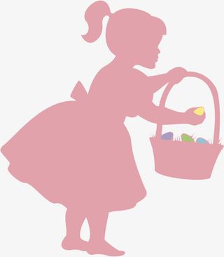 卡通穿礼服的可爱小女孩剪影免抠