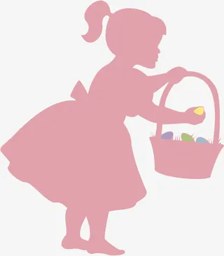 卡通穿礼服的可爱小女孩剪影免抠