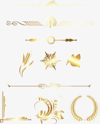 矢量金色分割线免抠