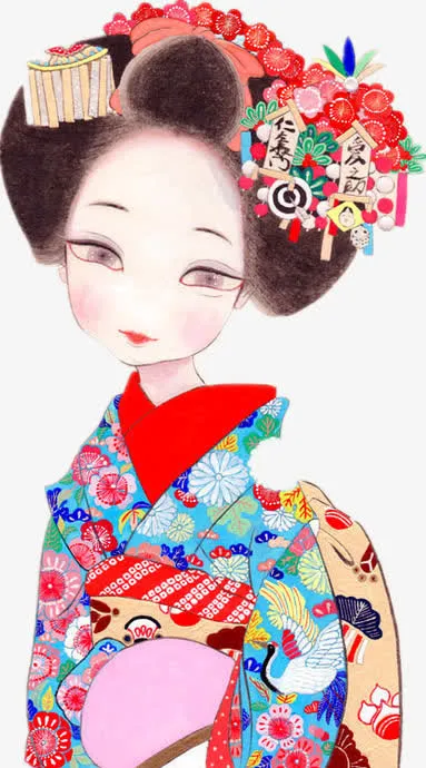 穿日本和服的日本姑娘免抠