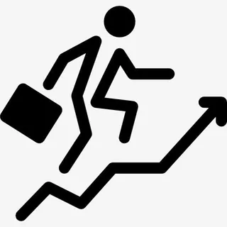 商人与上升的箭头的楼梯一圈图标免抠