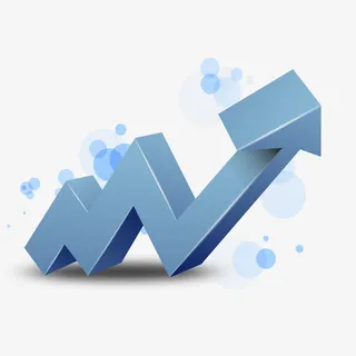 卡通蓝色立体箭头免抠