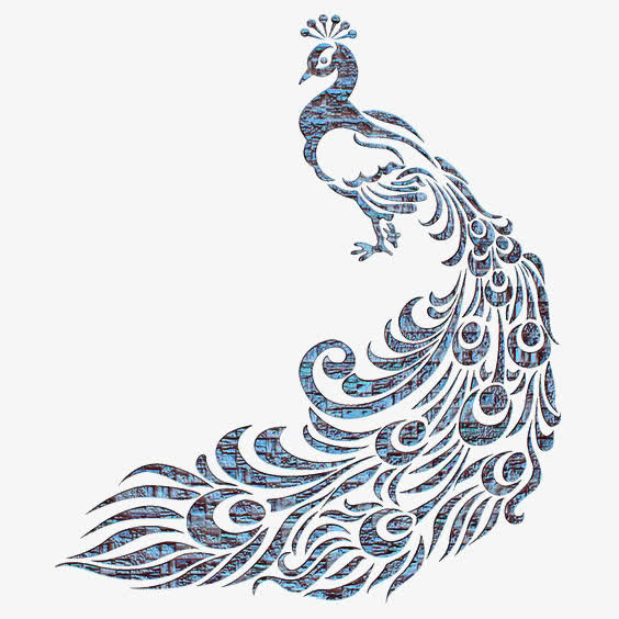 版画孔雀免抠
