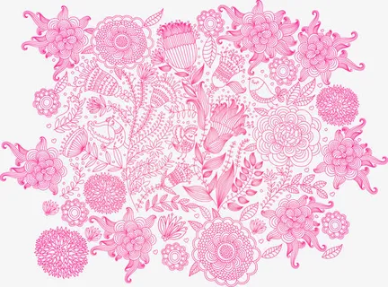 粉色梦幻玫瑰花纹免抠 粉色梦幻玫瑰花纹免抠