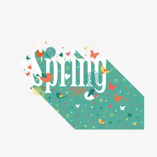 春天 spring 绿色投影免抠