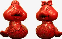 春天红色中国风摆件免抠
