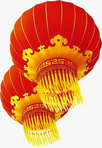 红色新年灯笼手绘免抠