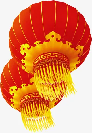 红色新年灯笼手绘免抠