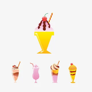 手绘卡通冰沙免抠