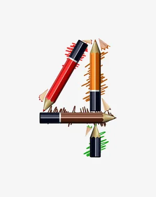 铅笔字母数字4免抠