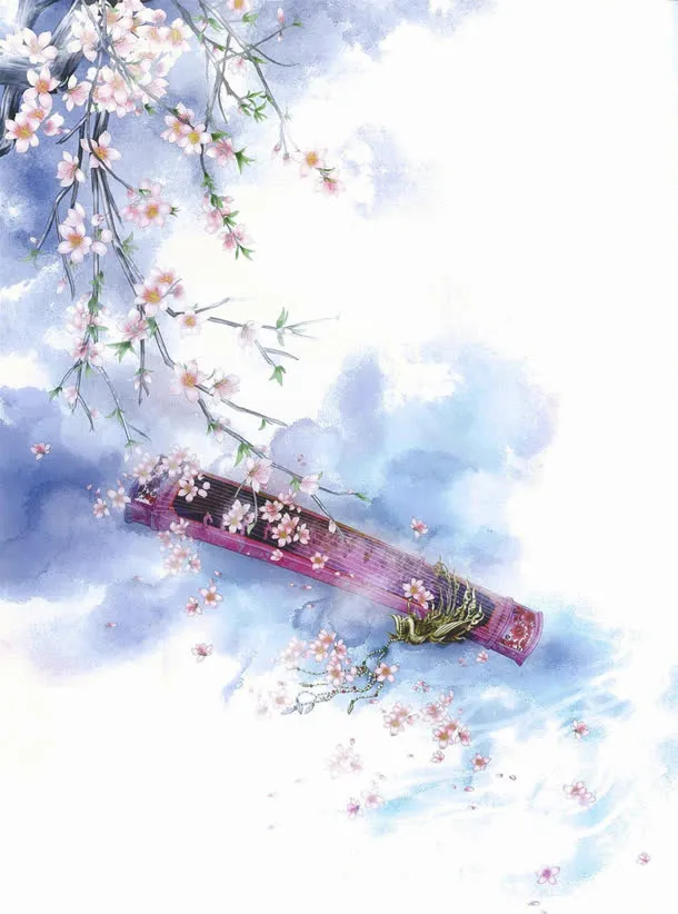 手绘水墨花朵插画免抠