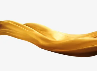 手绘金色绸缎免抠漂浮彩带元素