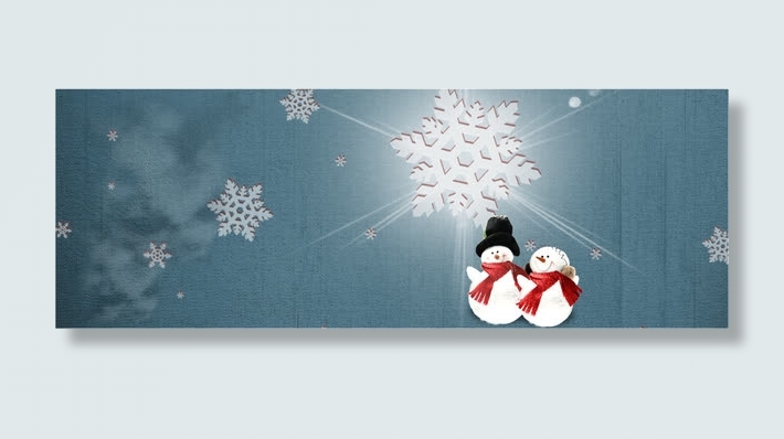 唯美场景雪花雪人免抠