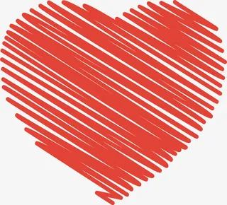 手绘涂鸦斜纹爱心免抠