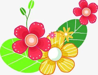 手绘春天美景花朵免抠