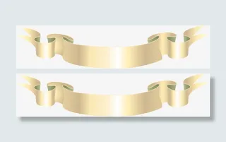 金属绸带渐变标签栏免抠