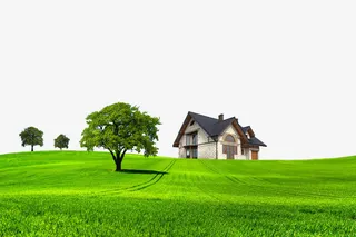 绿草地上的别墅免抠