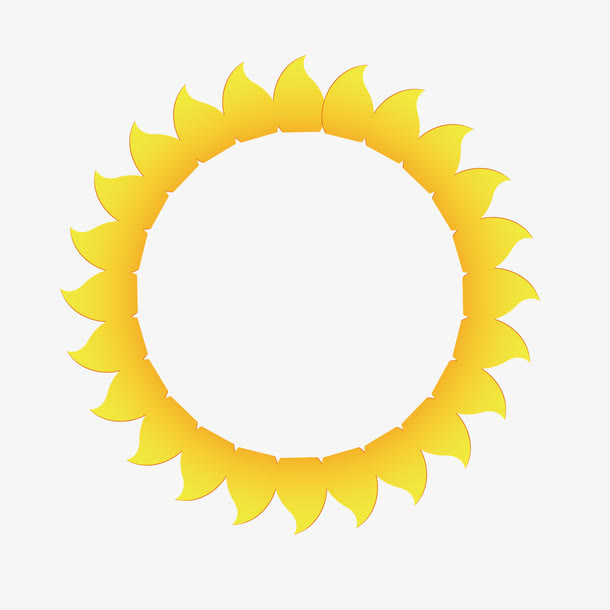 矢量黄色花瓣太阳光圈免抠