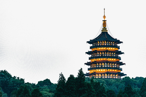 杭州雷锋塔风光免抠系列免抠
