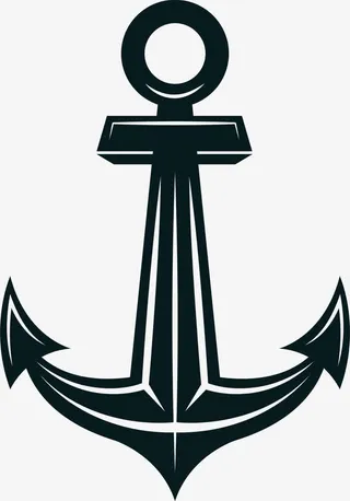手绘黑色船锚圆圈免抠