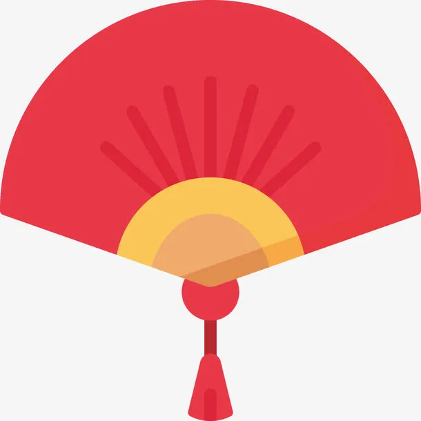 中国结红色折纸扇免抠