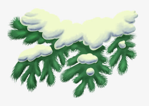 圣诞树枝积雪素材免抠