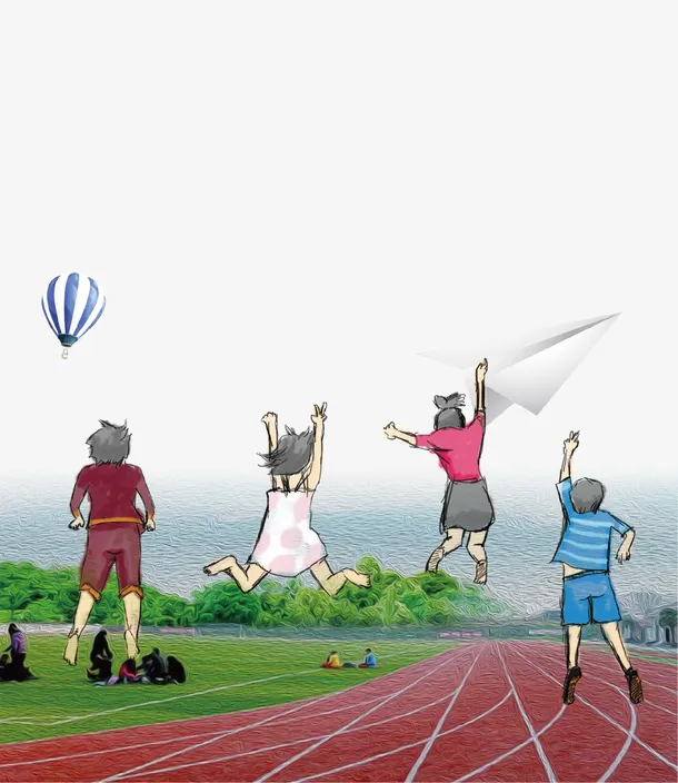 卡通跳跃人物插画设计免抠