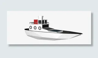 卡通立体白色渡轮png免抠