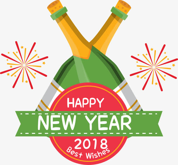 新年聚会派对香槟标签免抠