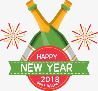 新年聚会派对香槟标签免抠