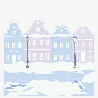 冬天的街道矢量免抠