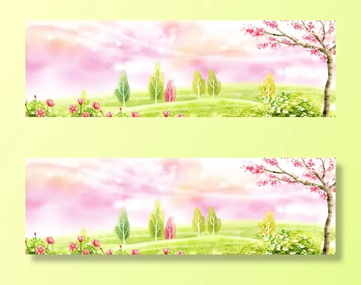 唯美梦幻卡通手绘海报背景免抠背景banner海报元素