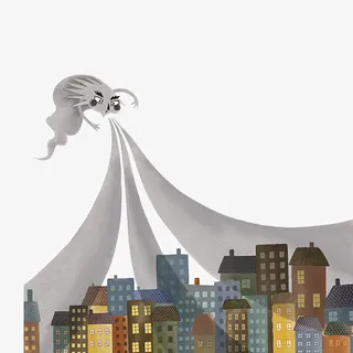 雾霾城市空气污染插画免抠