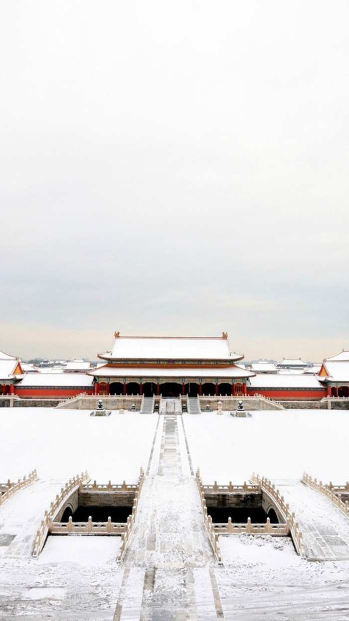 冬季故宫下雪银白色背景高清