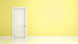 白色门黄色背景素材