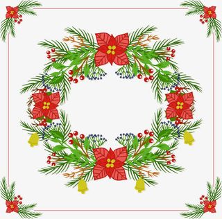 矢量手绘圣诞红花圈免抠
