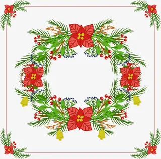 矢量手绘圣诞红花圈免抠