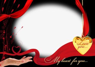 红色飘带装饰的椭圆形边框免抠