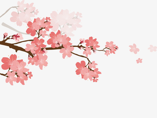 春天红色桃花装饰免抠