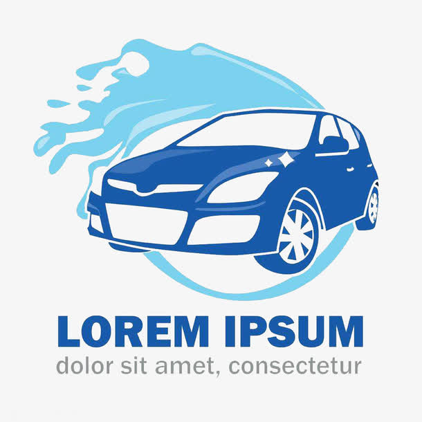 汽车蓝色LOGO洗车PNG免费下载免抠