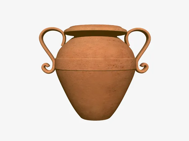 黄色双耳蓄水陶罐免抠