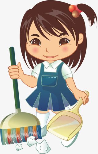 打扫卫生的孩子免抠