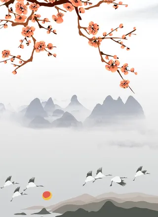 中国风水墨画古韵平面广告高清