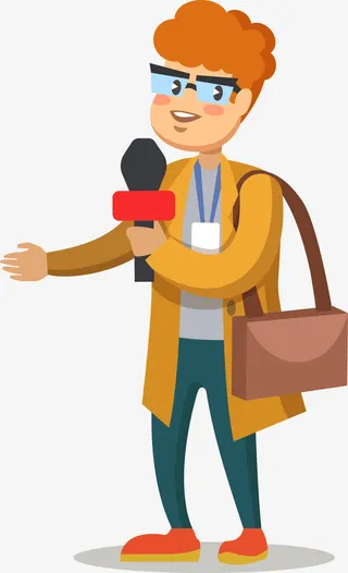 卡通采访记者人物素材免抠