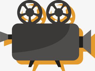 黑色扁平电影放映机免抠