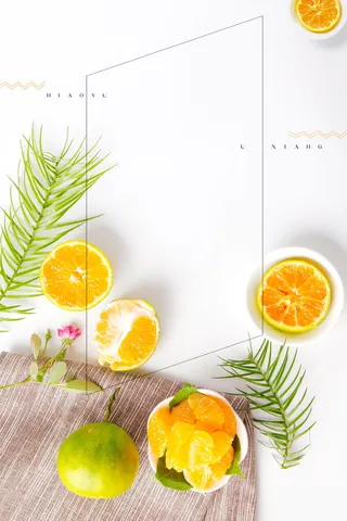小清新新鲜蜜桔水果背景模板高清