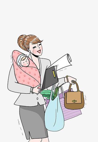 抱着孩子买菜的女人免抠