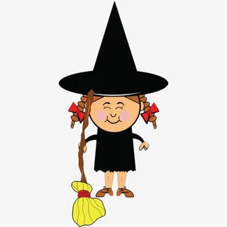 卡通微笑的小女巫免抠